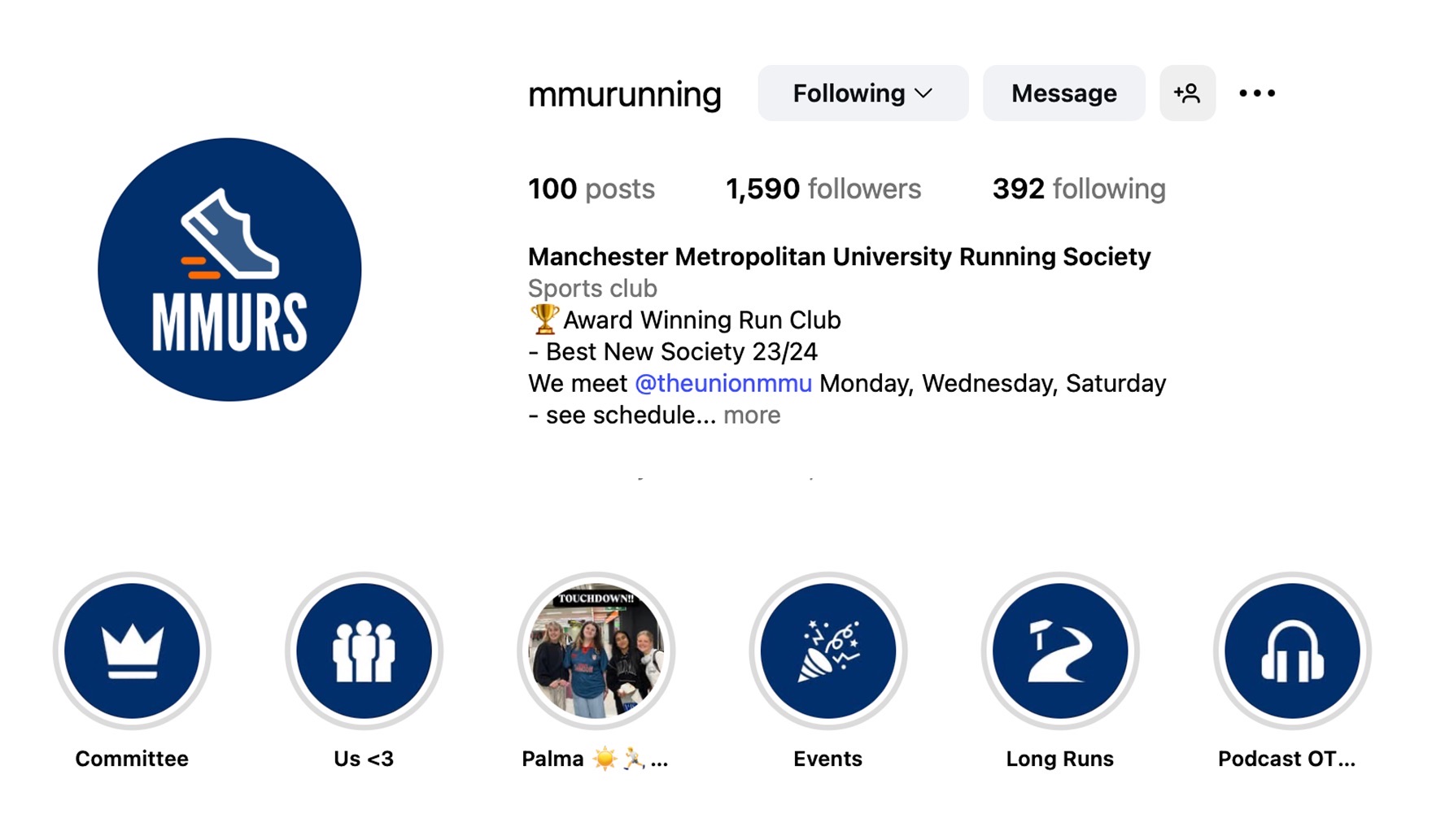 MMU Running social media